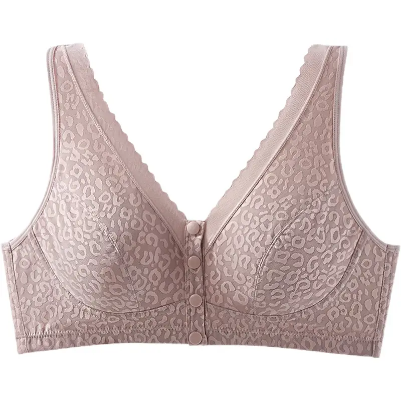 Mother's Underwear Front Buckle plus size No Mark Middle-aged and Elderly Bra Push-up Fixed Cup Thin No Steel Ring Beauty Back Bra