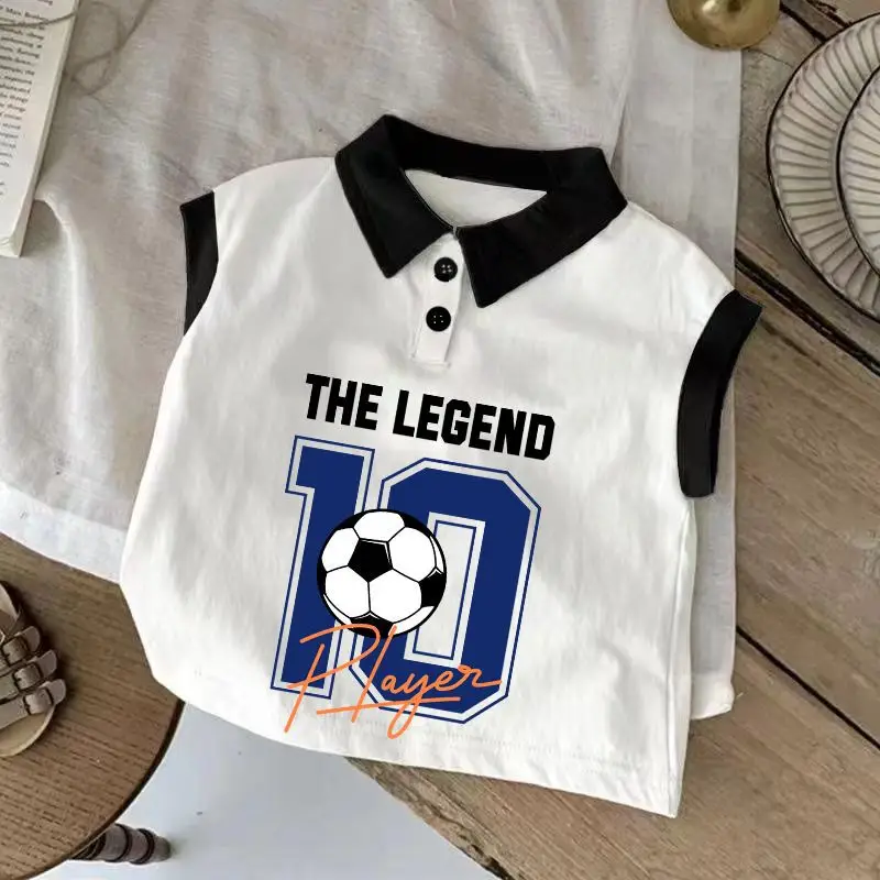 Summer Sleeveless T-Shirt for Boys Cotton White Hello Bunny