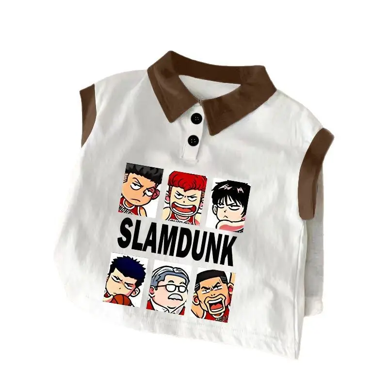 Summer Sleeveless T-Shirt for Boys Cotton White Hello Bunny