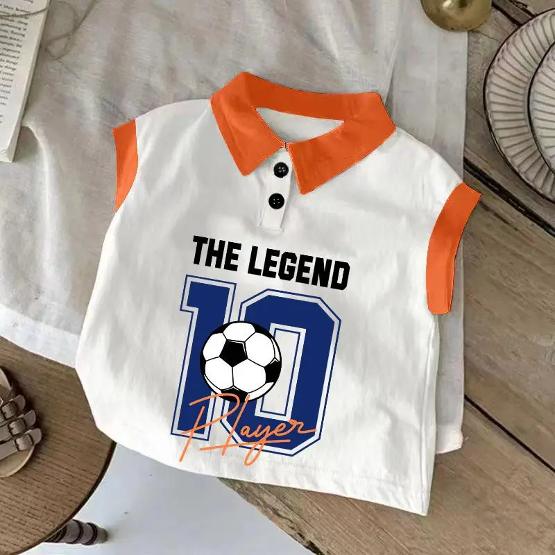Summer Sleeveless T-Shirt for Boys Cotton White Hello Bunny
