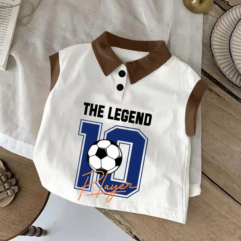 Summer Sleeveless T-Shirt for Boys Cotton White Hello Bunny