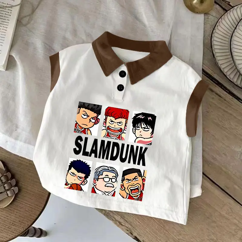 Summer Sleeveless T-Shirt for Boys Cotton White Hello Bunny