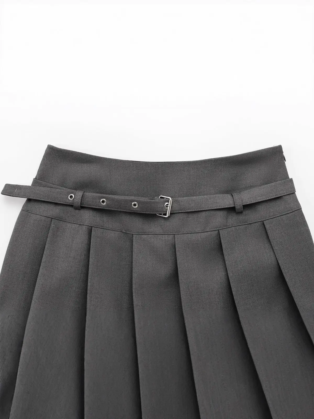 Women's Black Pleated Belted Skirt ZRA