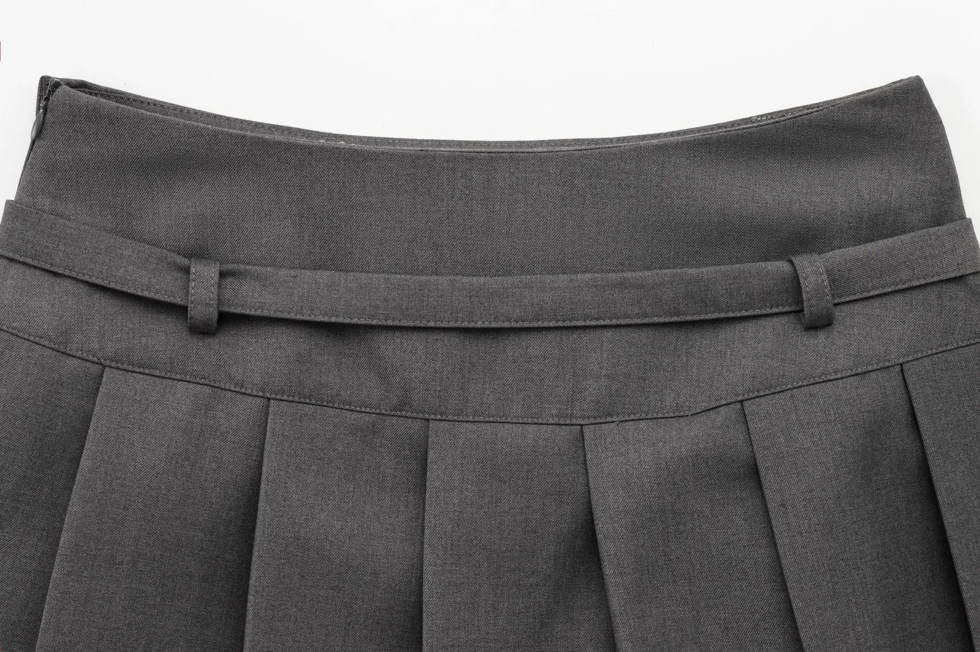 Women's Black Pleated Belted Skirt ZRA — feature 13