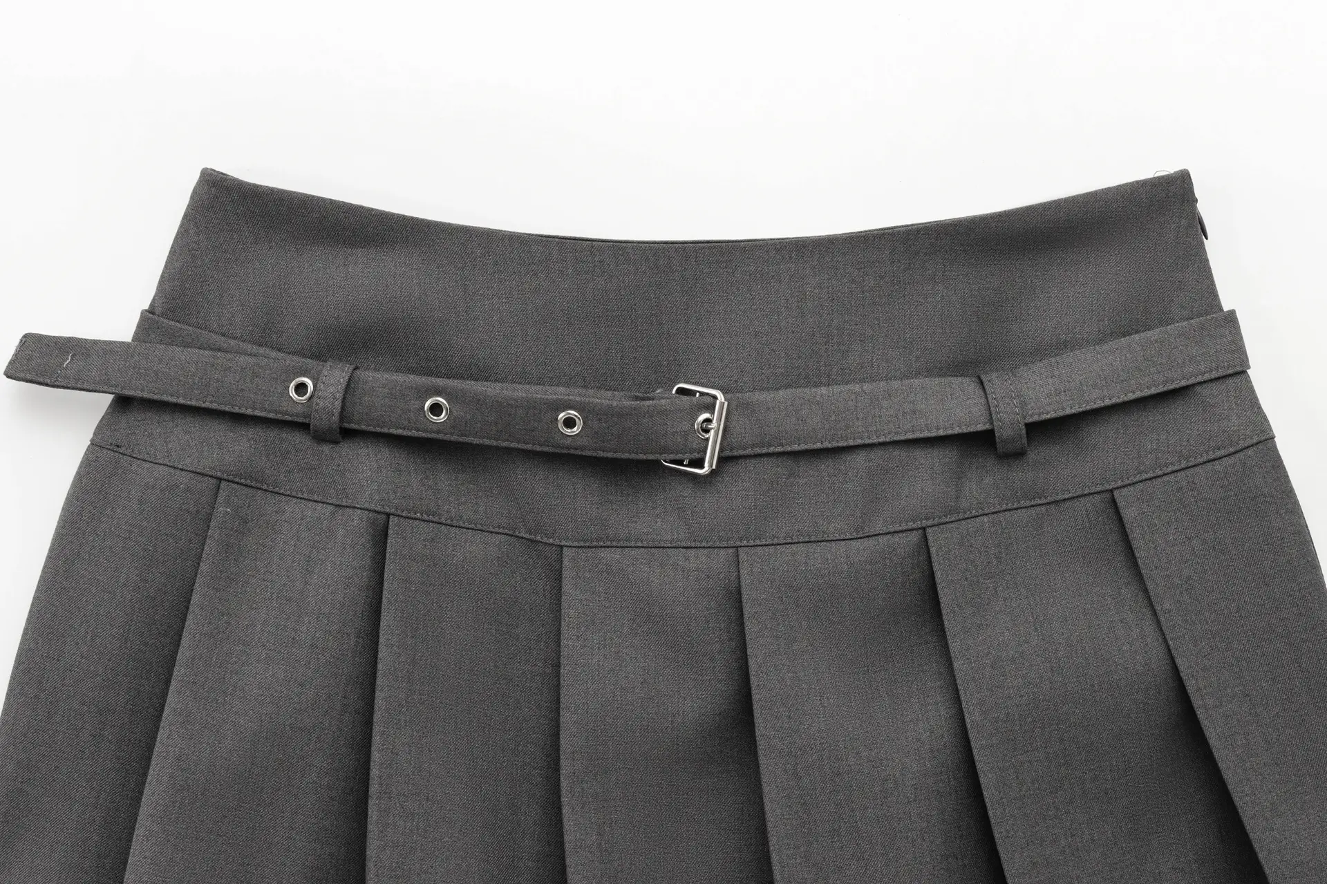 Women's Black Pleated Belted Skirt ZRA — feature 6