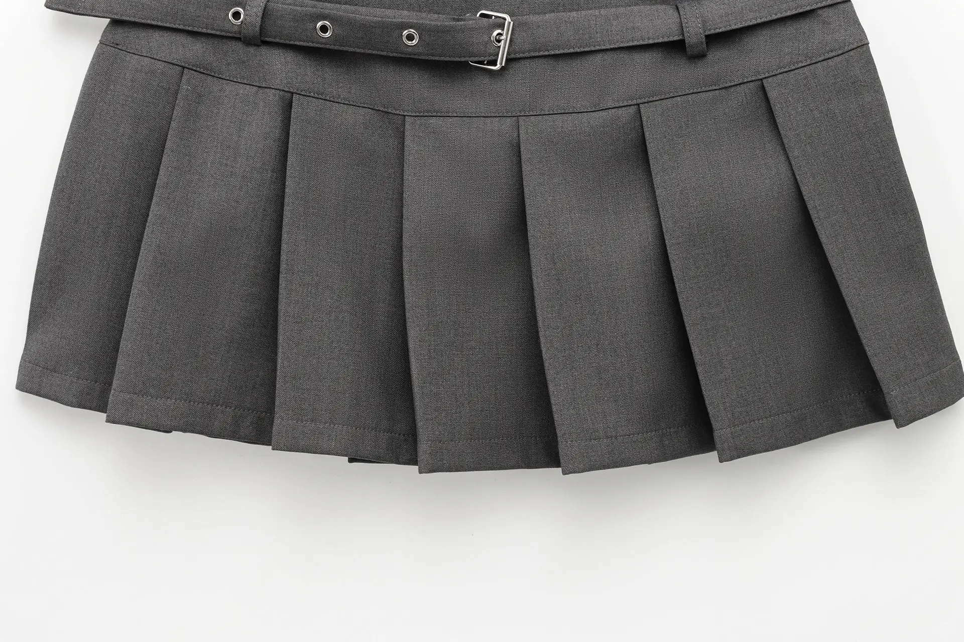 Women's Black Pleated Belted Skirt ZRA — feature 7