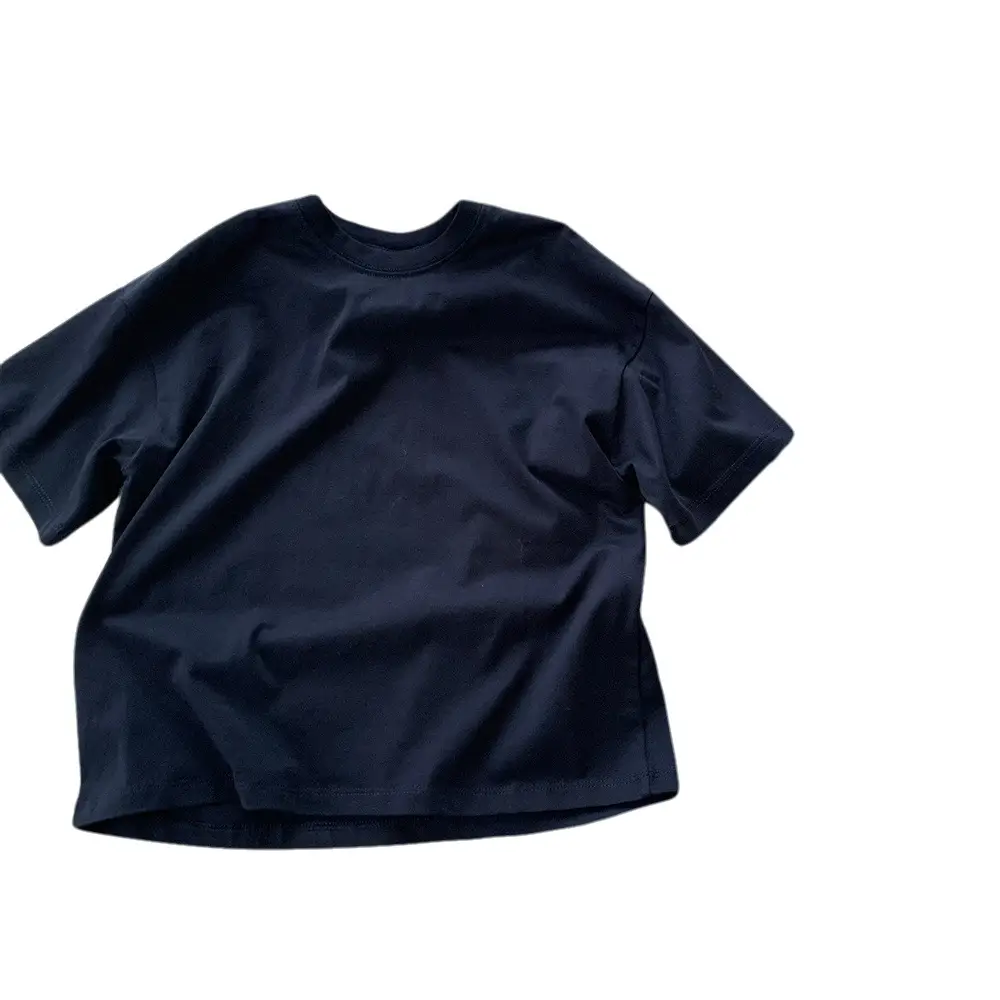 Boys T-Shirt Navy Blue Handmade Short Sleeve Summer 2025
