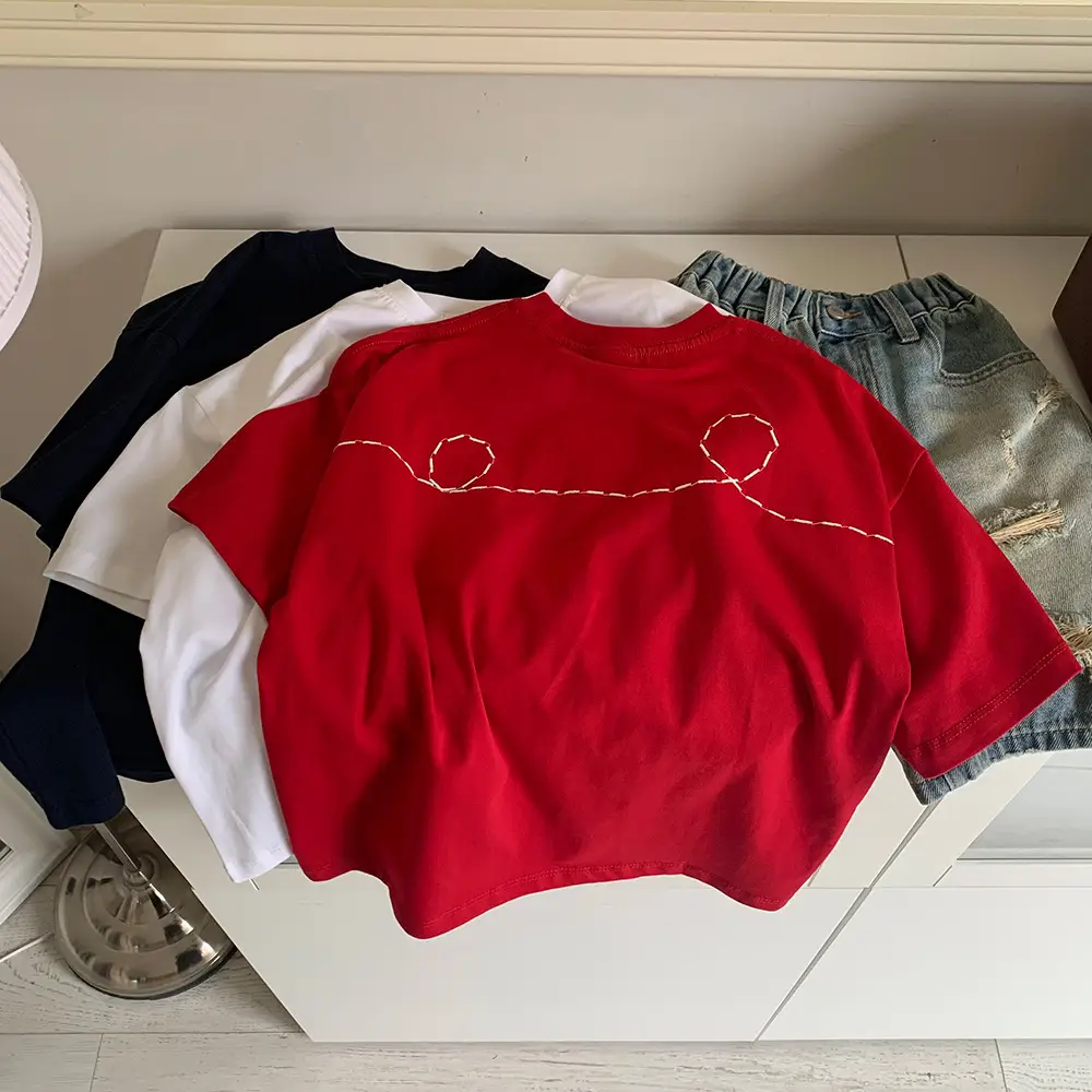 Boys T-Shirt Navy Blue Handmade Short Sleeve Summer 2025 — feature 2