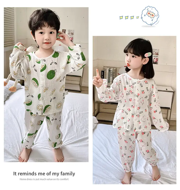 New Boys Cotton Double Layer Pajamas White Rainbow Print — feature 10