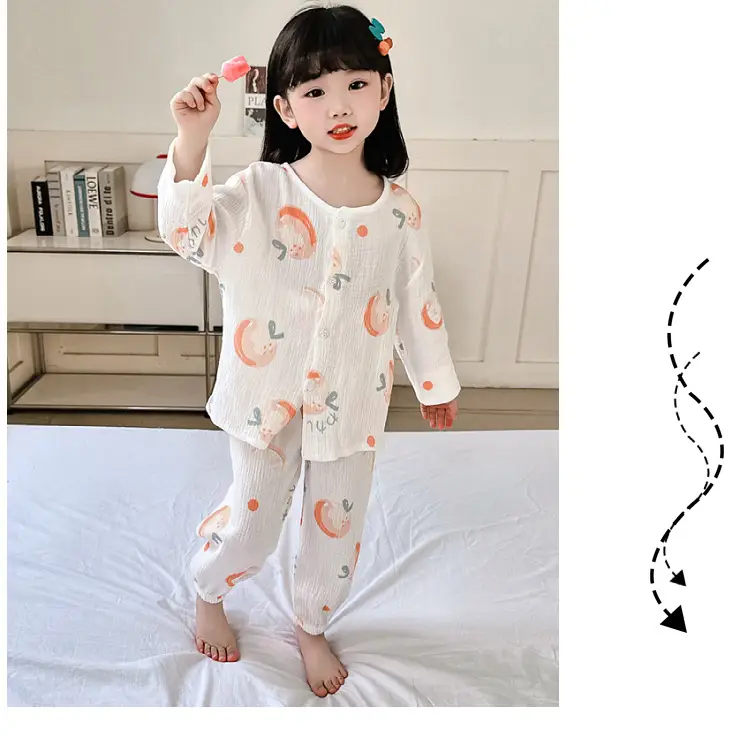 New Boys Cotton Double Layer Pajamas White Rainbow Print — feature 11