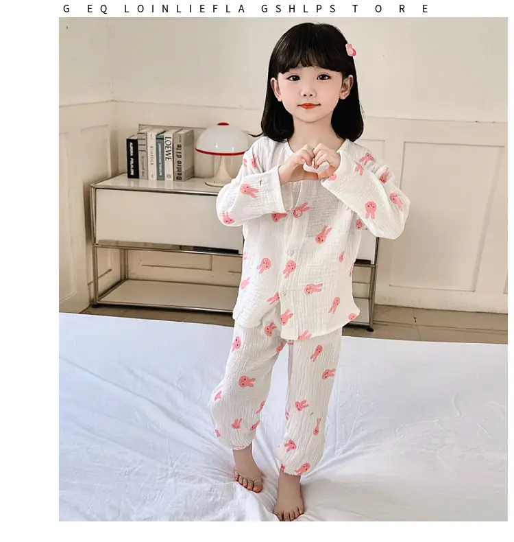 New Boys Cotton Double Layer Pajamas White Rainbow Print — feature 13