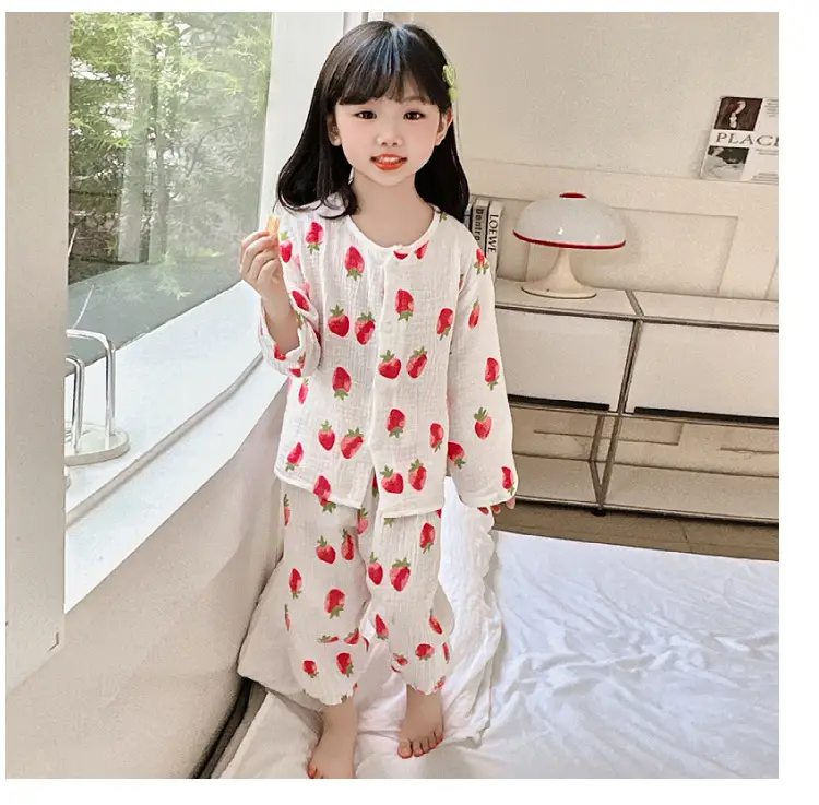 New Boys Cotton Double Layer Pajamas White Rainbow Print — feature 15