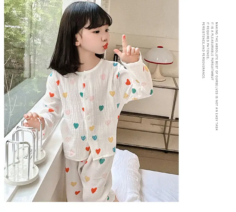 New Boys Cotton Double Layer Pajamas White Rainbow Print — feature 17