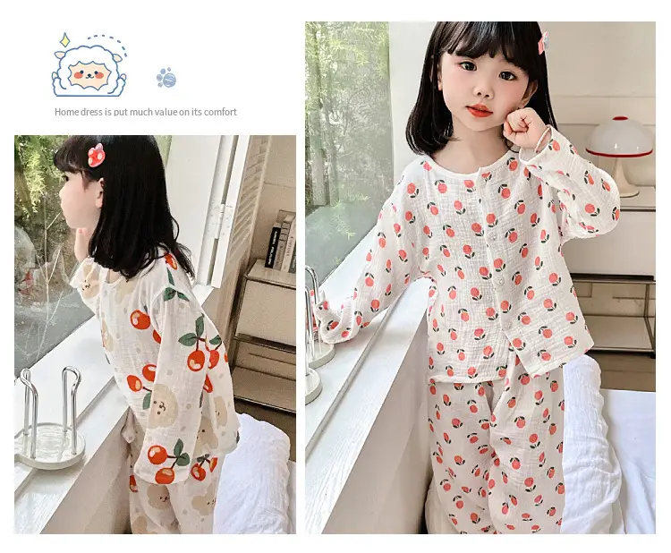 New Boys Cotton Double Layer Pajamas White Rainbow Print — feature 7