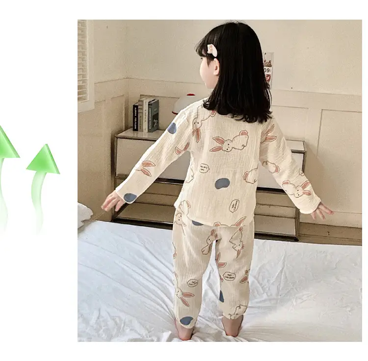 New Boys Cotton Double Layer Pajamas White Rainbow Print — feature 8
