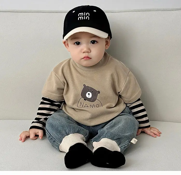 Korean Style Boys Grey Cotton Shorts Set Spring New — feature 1