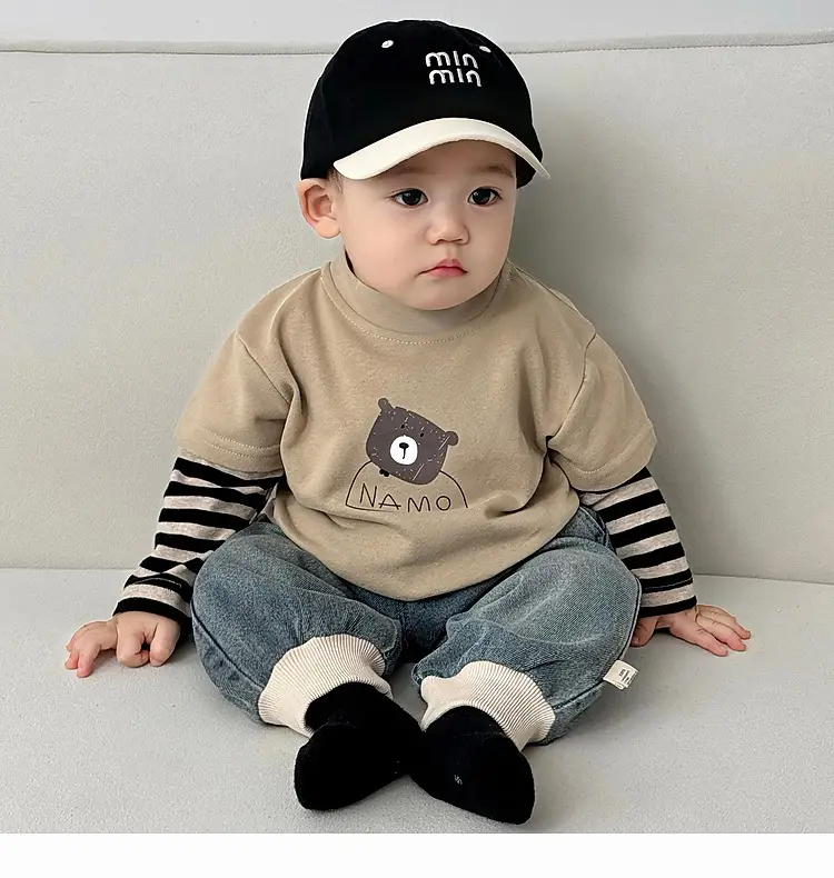 Korean Style Boys Grey Cotton Shorts Set Spring New — feature 12