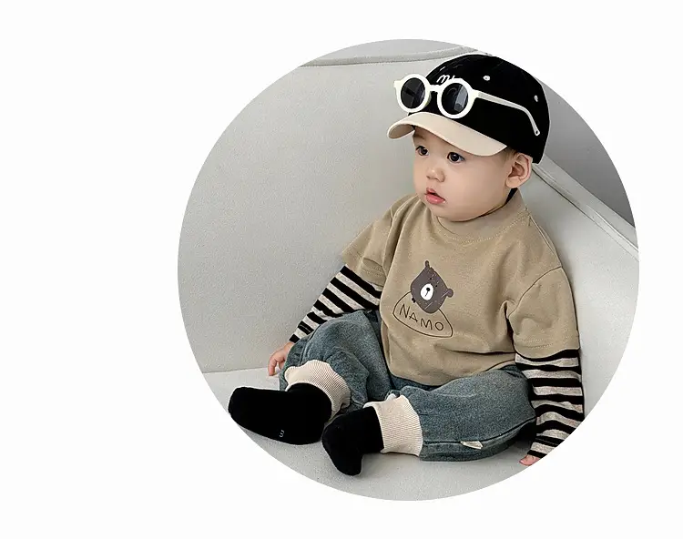 Korean Style Boys Grey Cotton Shorts Set Spring New — feature 13