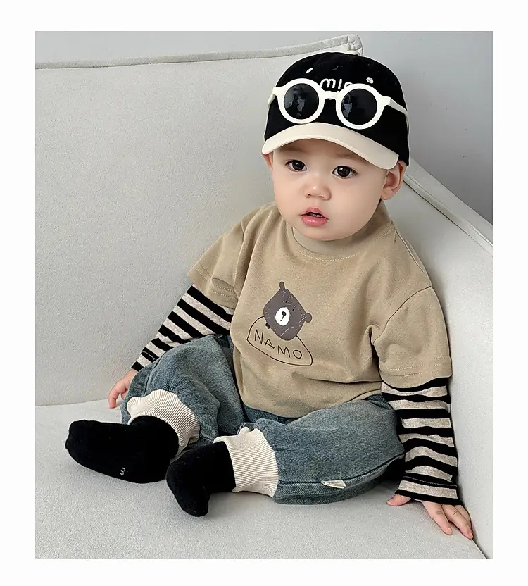 Korean Style Boys Grey Cotton Shorts Set Spring New — feature 14
