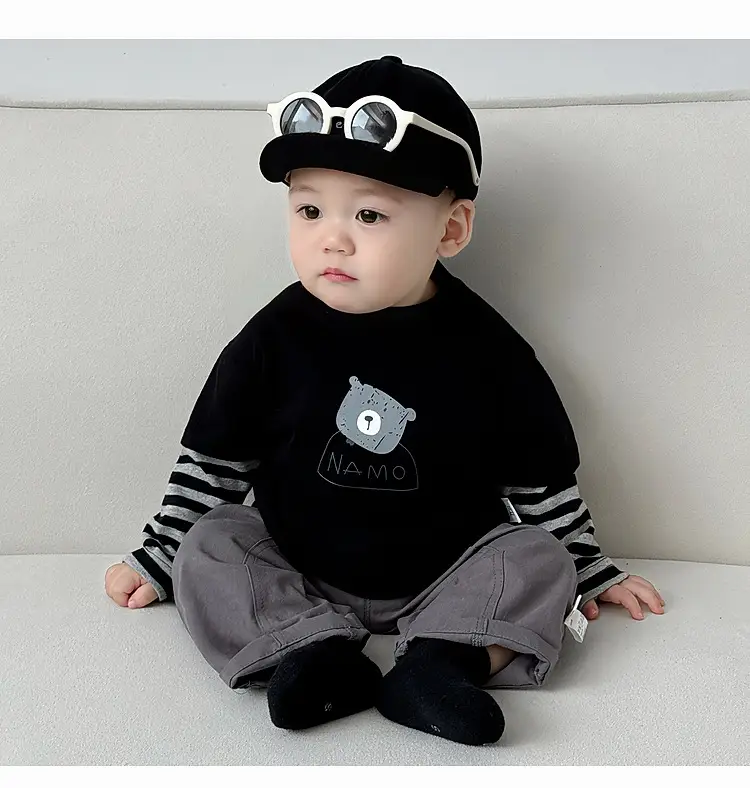Korean Style Boys Grey Cotton Shorts Set Spring New — feature 15