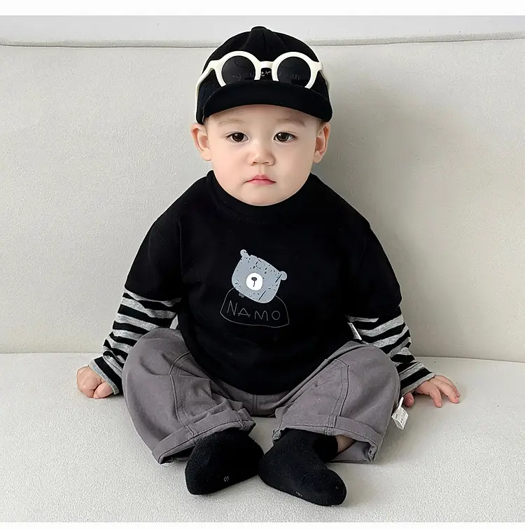 Korean Style Boys Grey Cotton Shorts Set Spring New — feature 16
