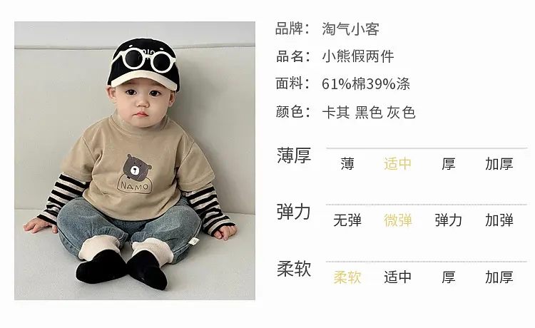 Korean Style Boys Grey Cotton Shorts Set Spring New — feature 6