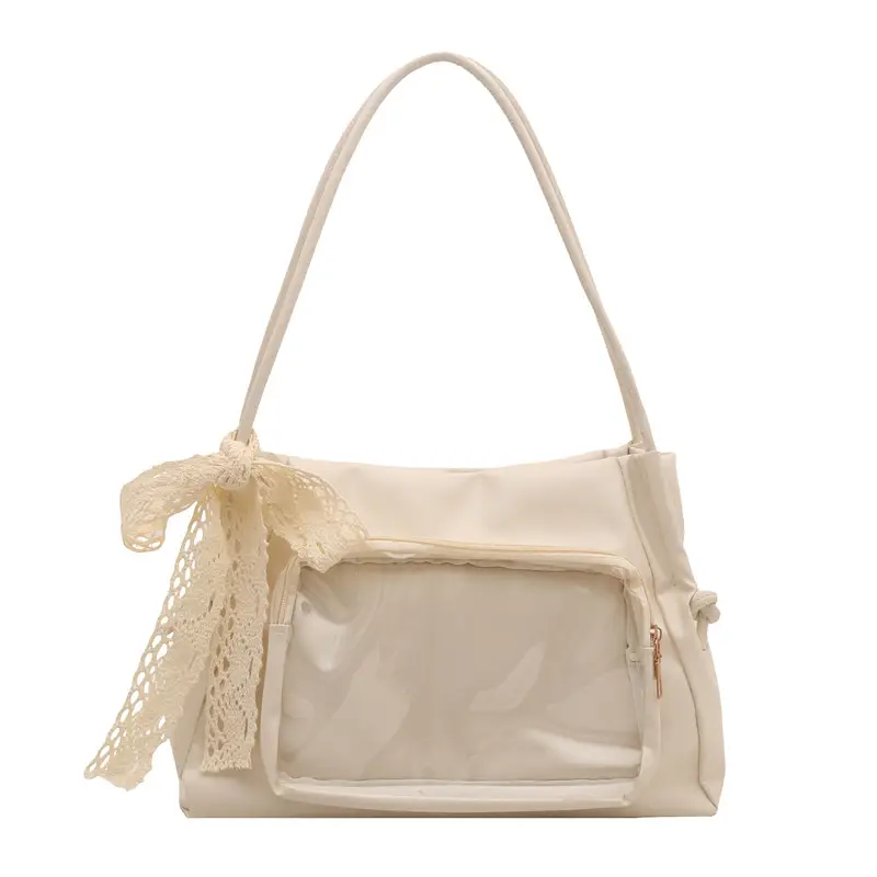 Japanese Ballet Style Silver Ribbon Tote Bag Large Capacity - Image 8