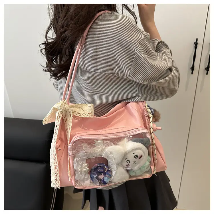 Japanese Ballet Style Silver Ribbon Tote Bag Large Capacity — feature 10
