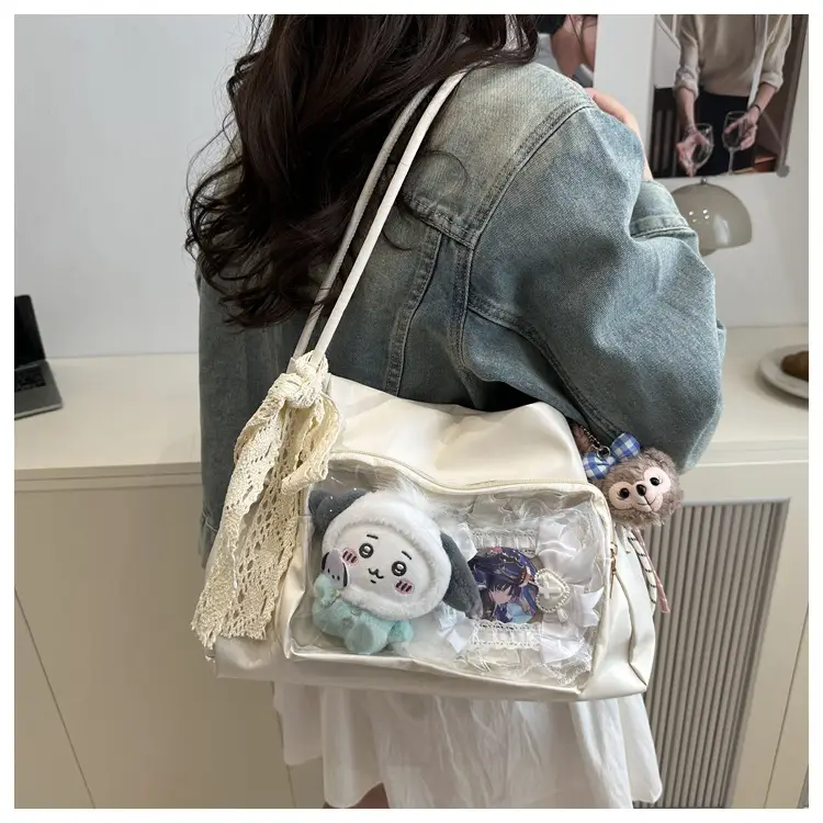 Japanese Ballet Style Silver Ribbon Tote Bag Large Capacity — feature 14