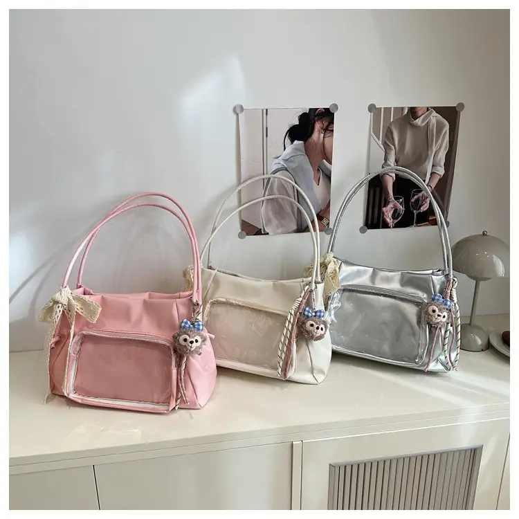 Japanese Ballet Style Silver Ribbon Tote Bag Large Capacity — feature 24