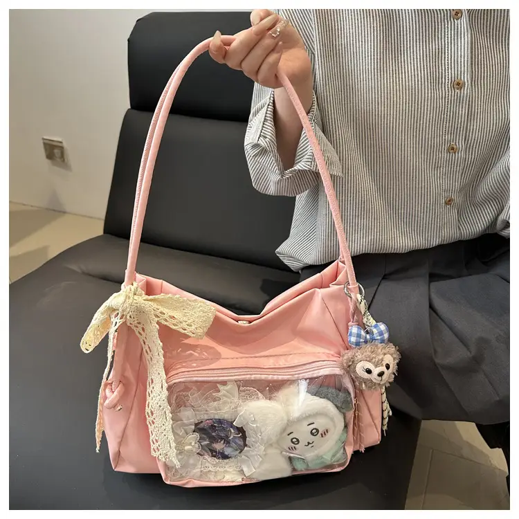 Japanese Ballet Style Silver Ribbon Tote Bag Large Capacity — feature 9