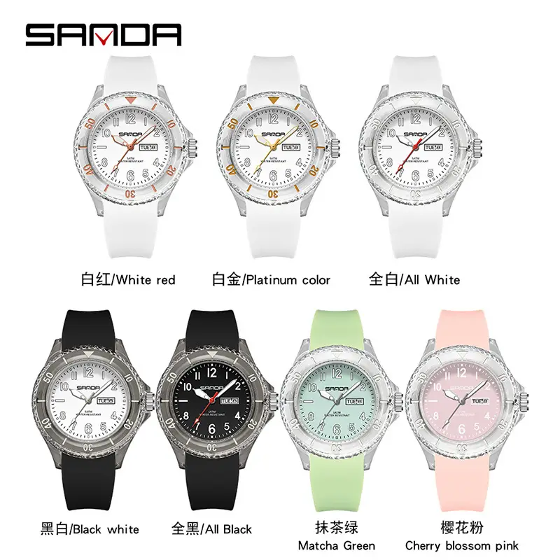 Sanda Dual Calendar Silicone Watch for Men Women Waterproof Analog Quartz - Image 11