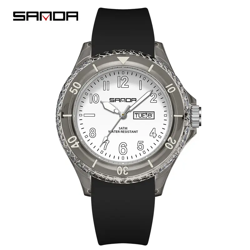 Sanda Dual Calendar Silicone Watch for Men Women Waterproof Analog Quartz - Image 4