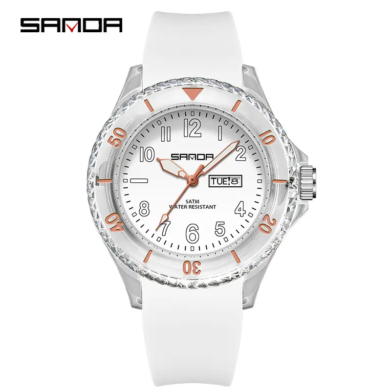 Sanda Dual Calendar Silicone Watch for Men Women Waterproof Analog Quartz - Image 6