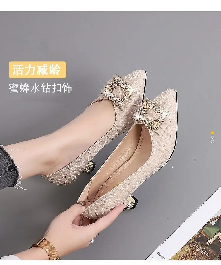 2026 Pointed Toe High Heels Women's Chunky Heel — feature 1