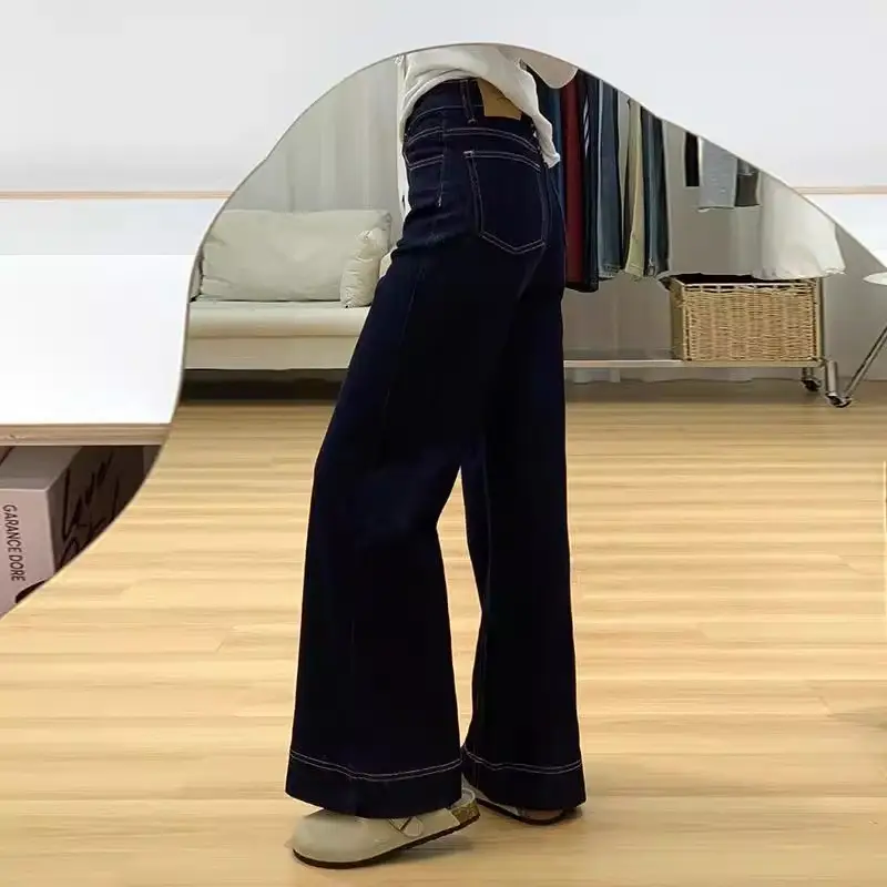 Tannin Blue Wide Leg Horseshoe Pants for Women