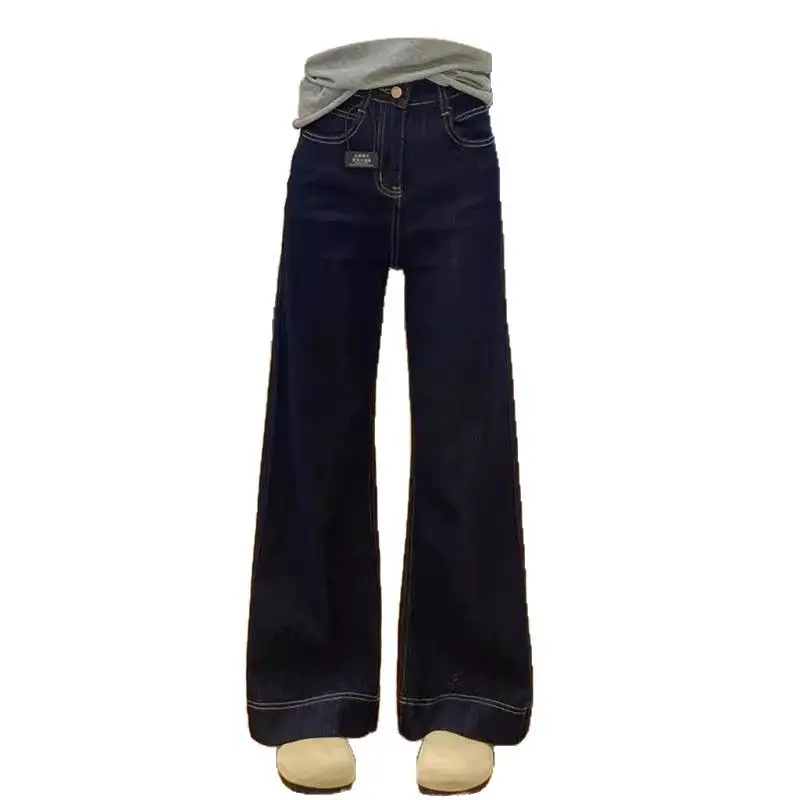 Tannin Blue Wide Leg Horseshoe Pants for Women