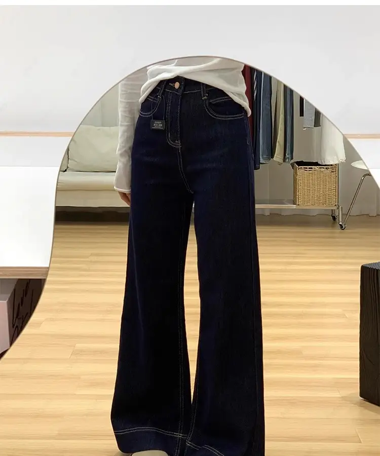 Tannin Blue Wide Leg Horseshoe Pants for Women — feature 4