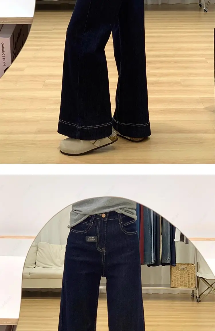 Tannin Blue Wide Leg Horseshoe Pants for Women — feature 8