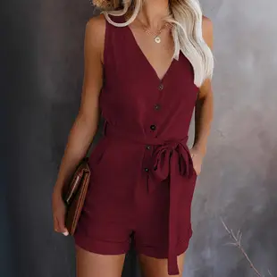 Women's V-Neck Sleeveless Cotton Linen Beach Dress Grey — feature 13
