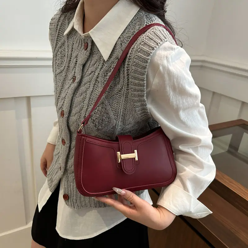 White Korean Style Shoulder Bag with Belt Buckle - Image 6
