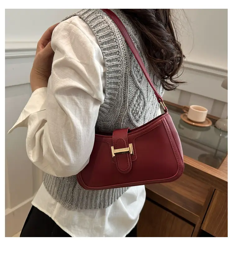 White Korean Style Shoulder Bag with Belt Buckle — feature 12