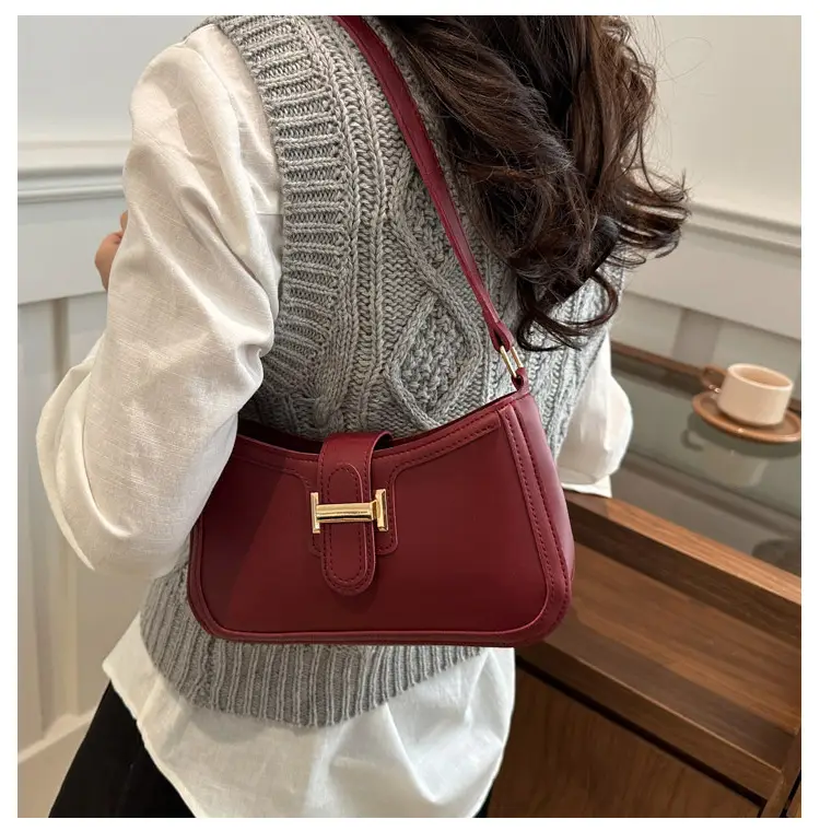 White Korean Style Shoulder Bag with Belt Buckle — feature 13