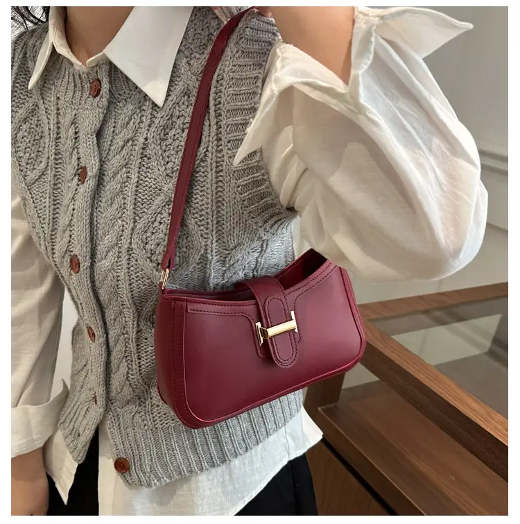 White Korean Style Shoulder Bag with Belt Buckle — feature 14