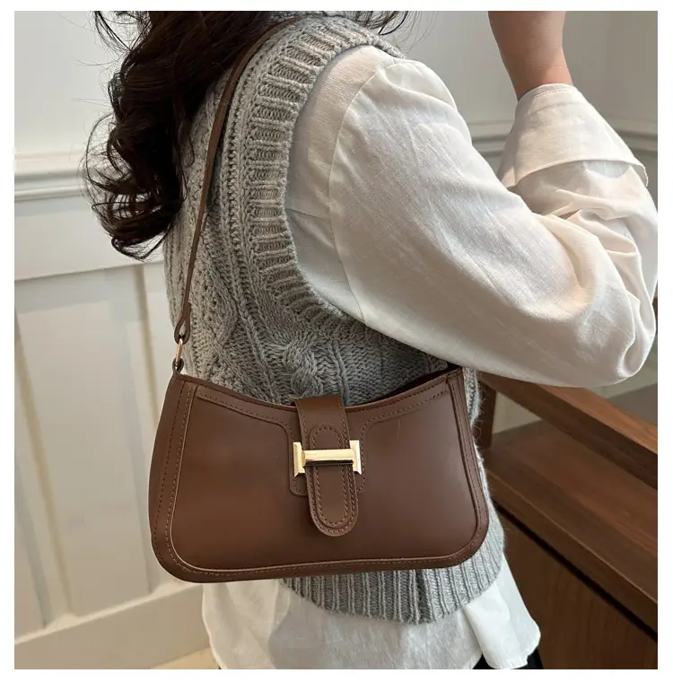 White Korean Style Shoulder Bag with Belt Buckle — feature 16