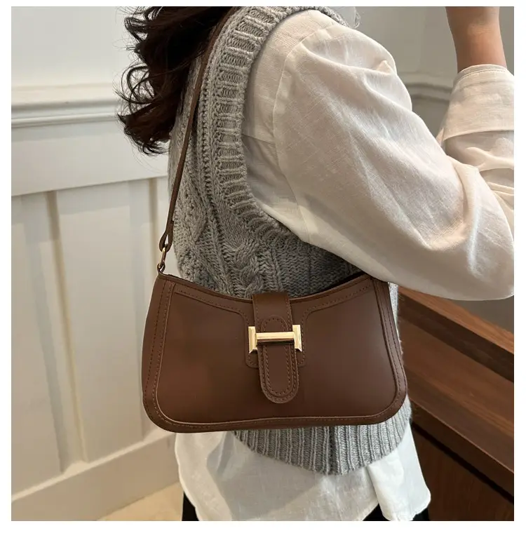 White Korean Style Shoulder Bag with Belt Buckle — feature 17