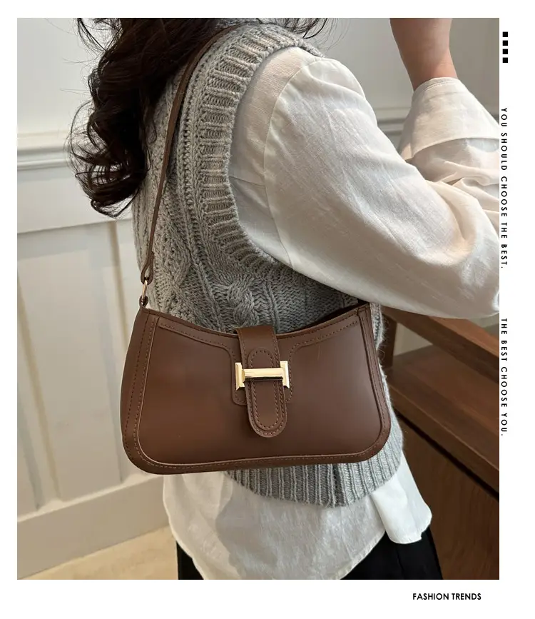 White Korean Style Shoulder Bag with Belt Buckle — feature 2