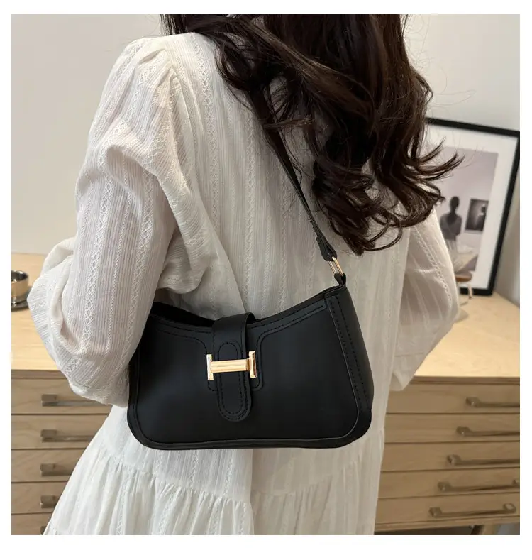 White Korean Style Shoulder Bag with Belt Buckle — feature 20