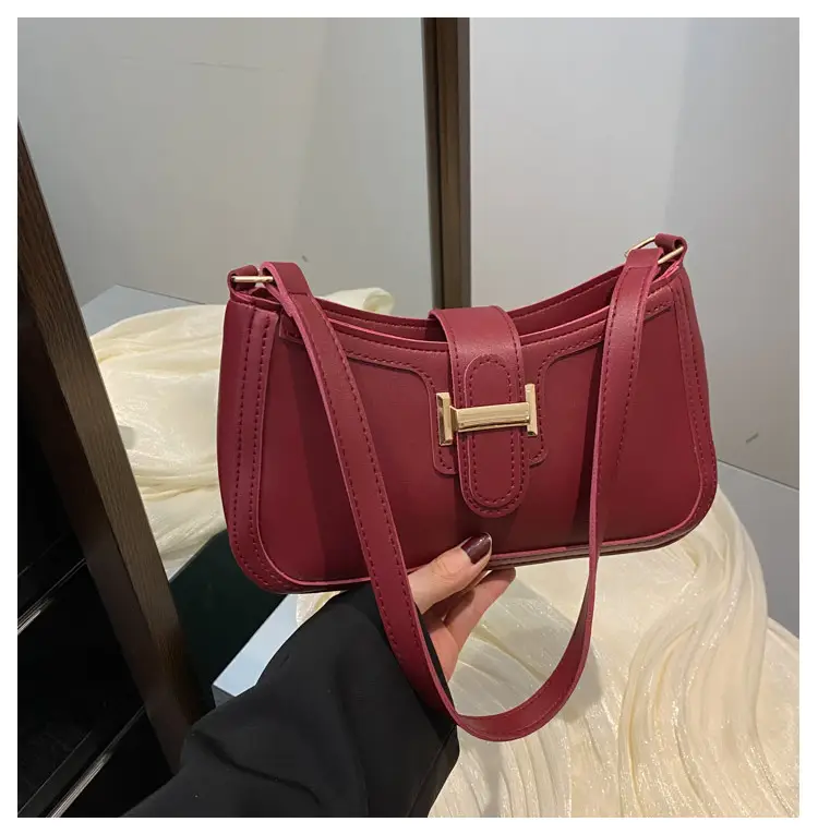White Korean Style Shoulder Bag with Belt Buckle — feature 22