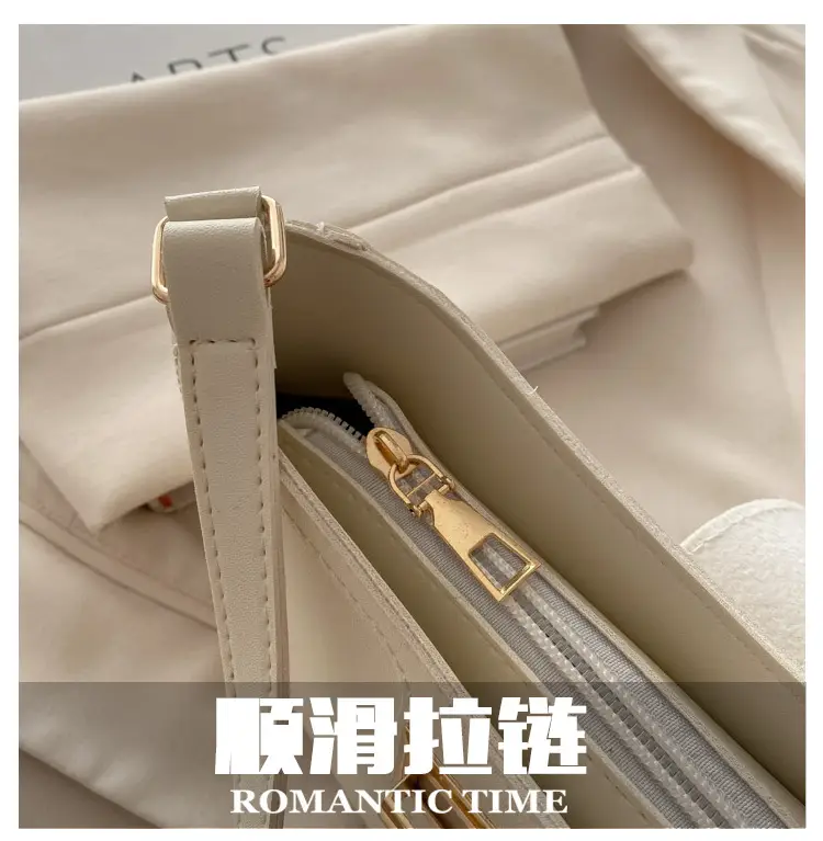 White Korean Style Shoulder Bag with Belt Buckle — feature 6